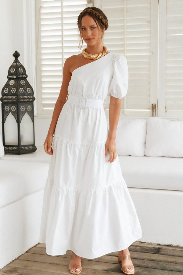 White One Shoulder Maxi – Boho Boulevard